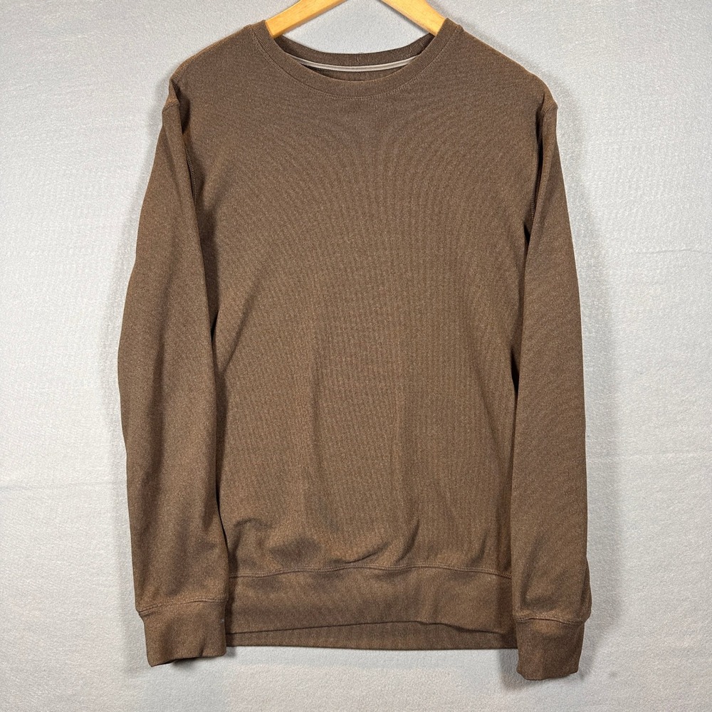 Boston Traders Mens Brown Ribbed Crewneck Sweatshirt Small 1521990 Classic Fit